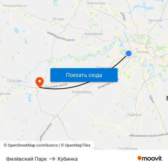 Филёвский Парк to Кубинка map