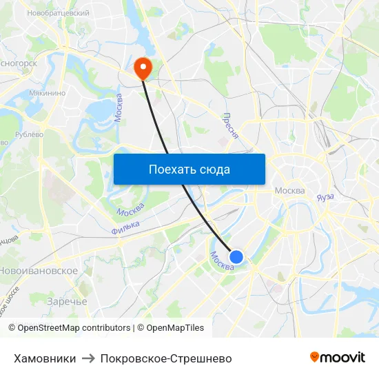 Хамовники to Покровское-Стрешнево map