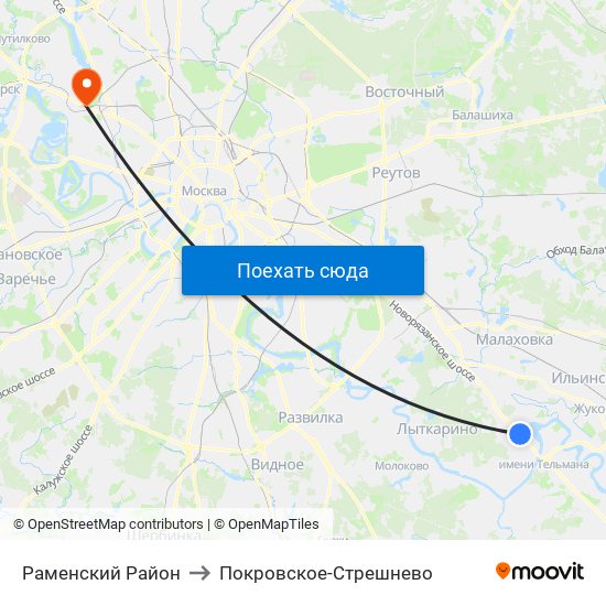 Раменский Район to Покровское-Стрешнево map