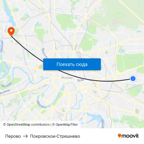 Перово to Покровское-Стрешнево map