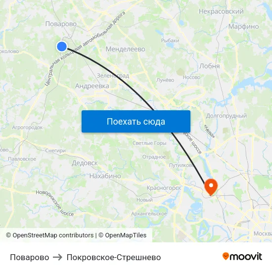 Поварово to Покровское-Стрешнево map