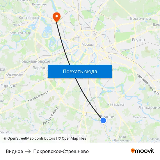 Видное to Покровское-Стрешнево map