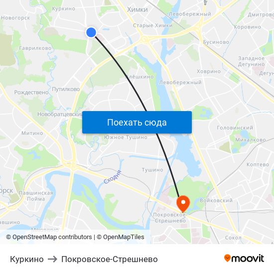 Куркино to Покровское-Стрешнево map