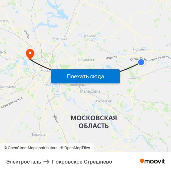 Электросталь to Покровское-Стрешнево map