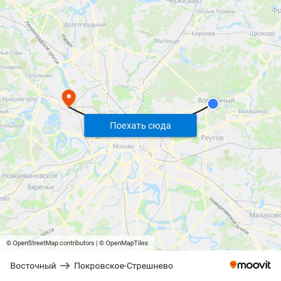 Восточный to Покровское-Стрешнево map