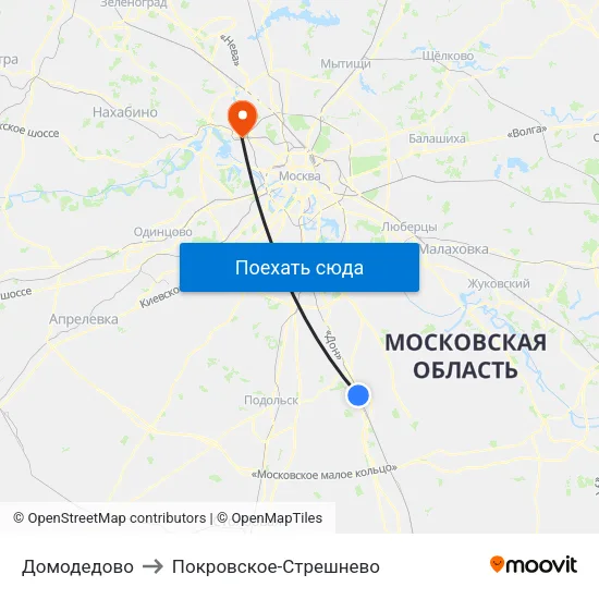 Домодедово to Покровское-Стрешнево map