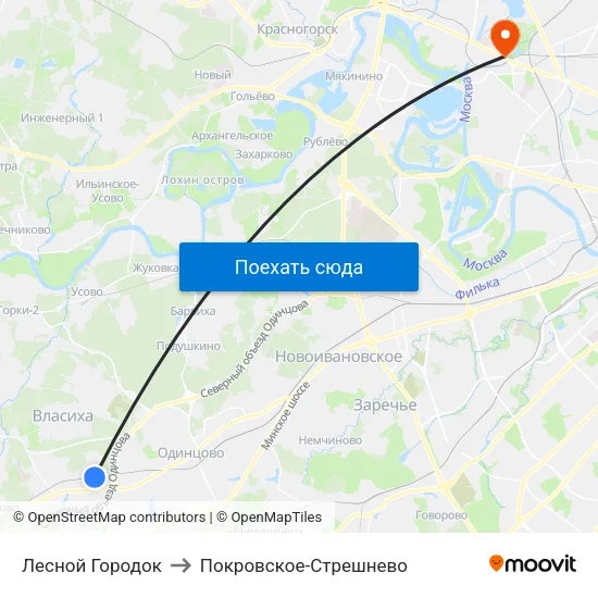 Лесной Городок to Покровское-Стрешнево map