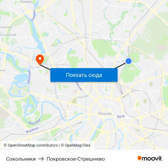 Сокольники to Покровское-Стрешнево map