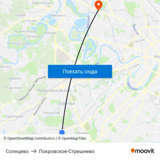 Солнцево to Покровское-Стрешнево map