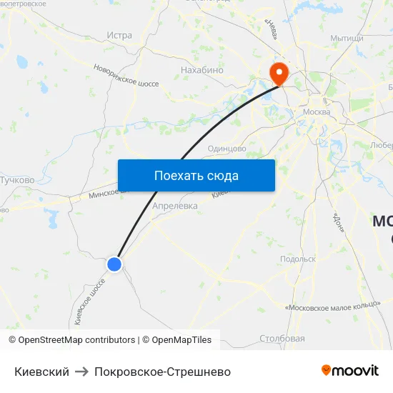Киевский to Покровское-Стрешнево map