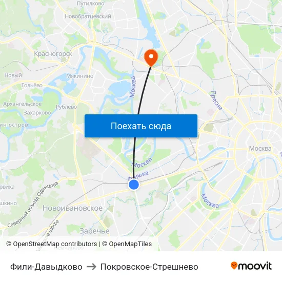 Фили-Давыдково to Покровское-Стрешнево map