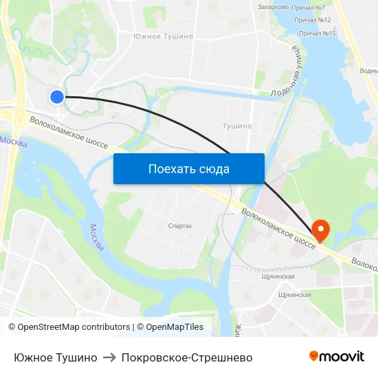Южное Тушино to Покровское-Стрешнево map