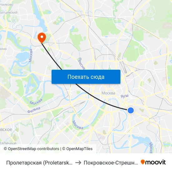 Пролетарская (Proletarskaya) to Покровское-Стрешнево map