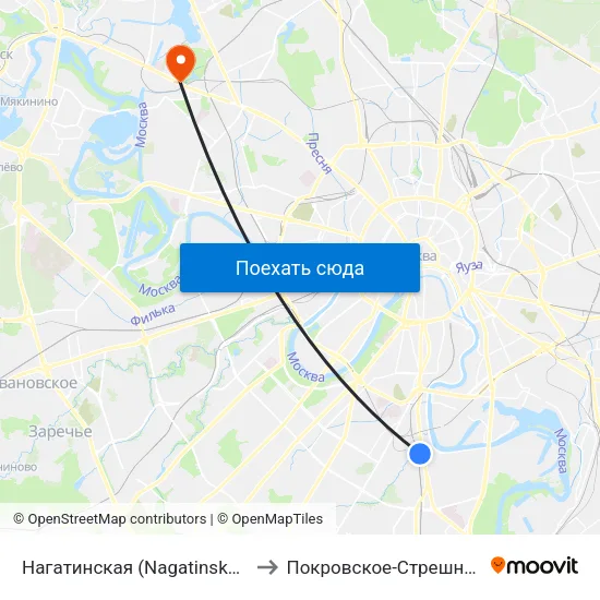 Нагатинская (Nagatinskaya) to Покровское-Стрешнево map