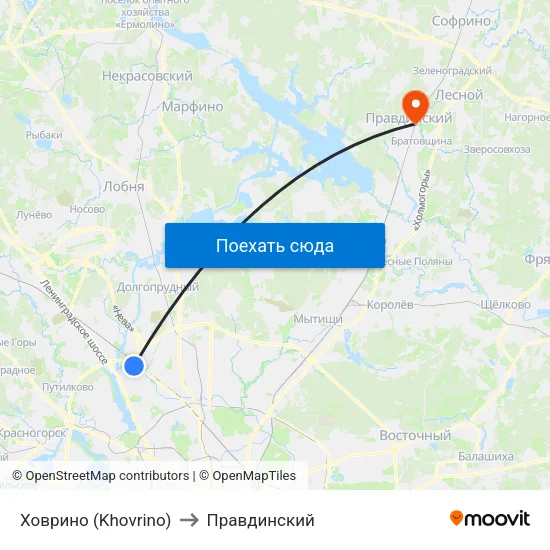 Ховрино (Khovrino) to Правдинский map