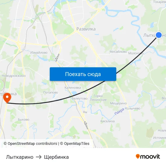 Лыткарино to Щербинка map