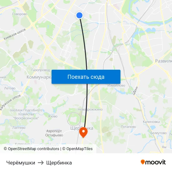 Черёмушки to Щербинка map