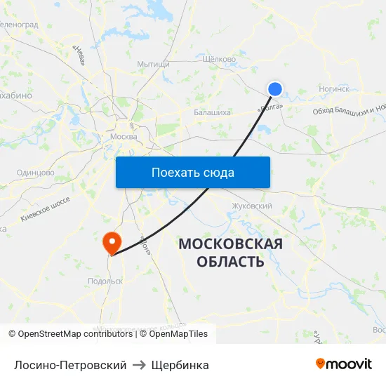 Лосино-Петровский to Щербинка map