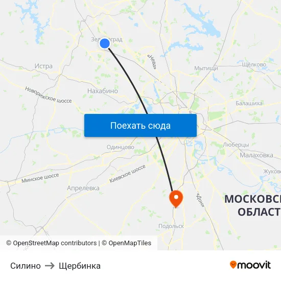 Силино to Щербинка map