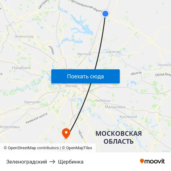 Зеленоградский to Щербинка map