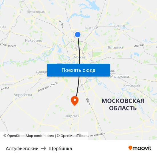 Алтуфьевский to Щербинка map