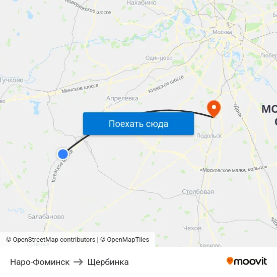 Наро-Фоминск to Щербинка map