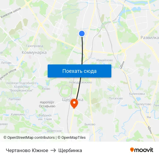 Чертаново Южное to Щербинка map