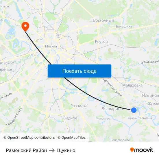 Раменский Район to Щукино map