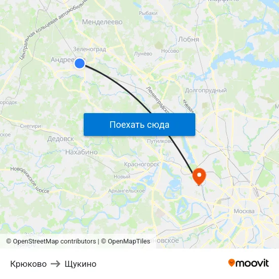 Крюково to Щукино map