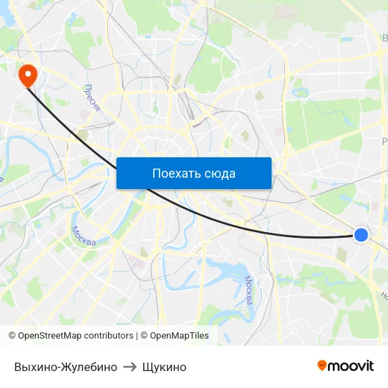 Выхино-Жулебино to Щукино map