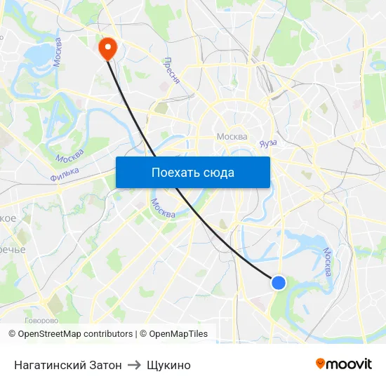 Нагатинский Затон to Щукино map