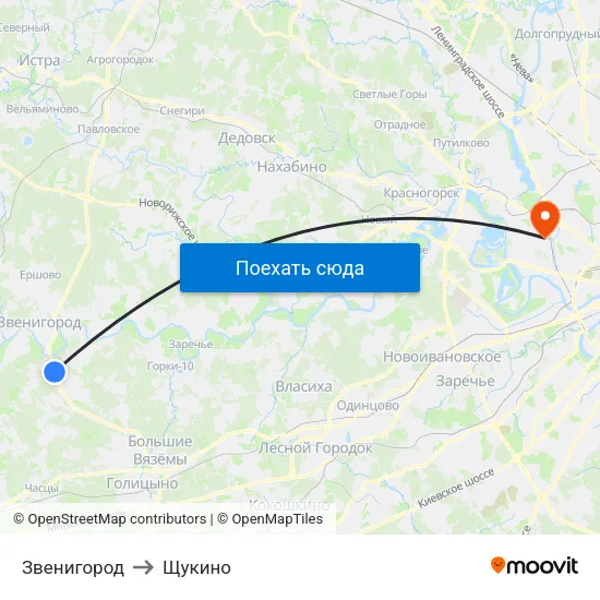 Звенигород to Щукино map