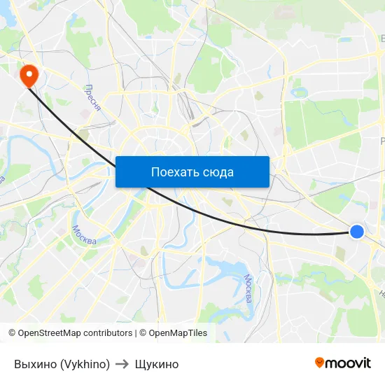 Выхино (Vykhino) to Щукино map