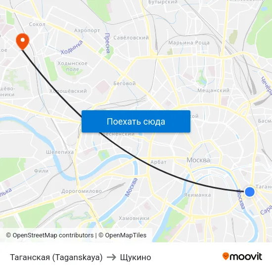 Таганская (Taganskaya) to Щукино map