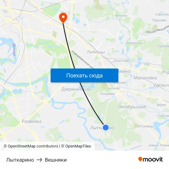 Лыткарино to Вешняки map