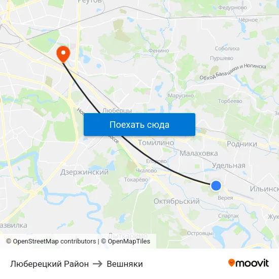 Люберецкий Район to Вешняки map