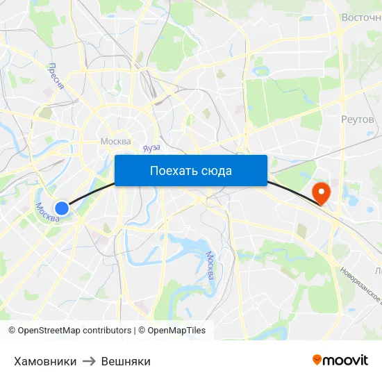 Хамовники to Вешняки map