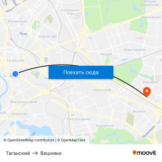 Таганский to Вешняки map