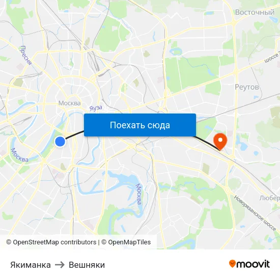 Якиманка to Вешняки map