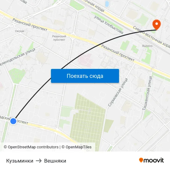 Кузьминки to Вешняки map