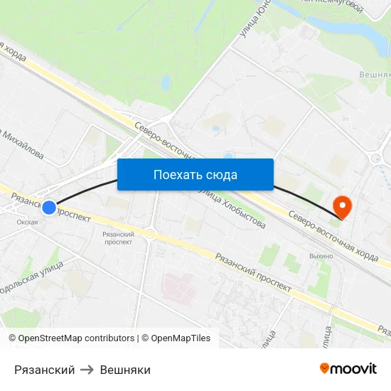 Рязанский to Вешняки map