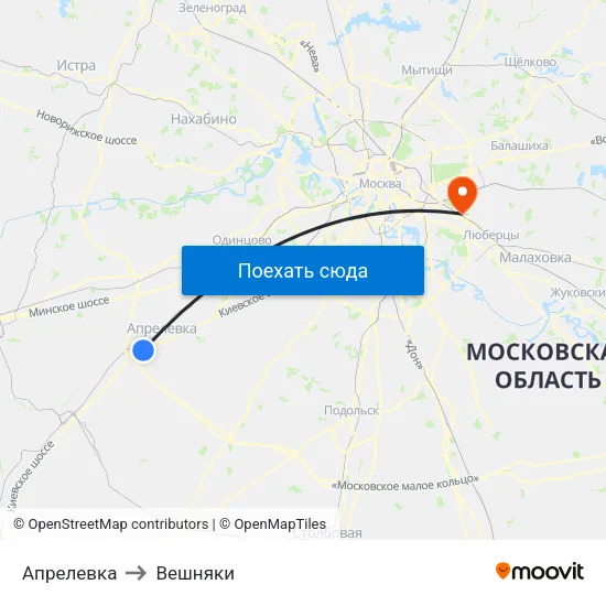 Апрелевка to Вешняки map
