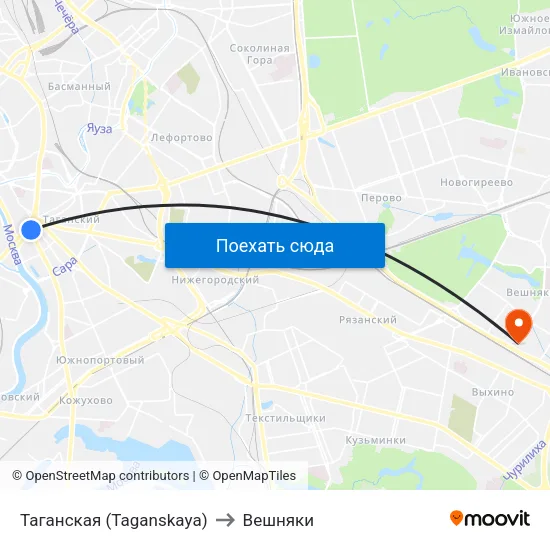 Таганская (Taganskaya) to Вешняки map