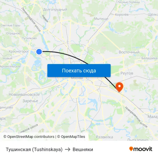 Тушинская (Tushinskaya) to Вешняки map