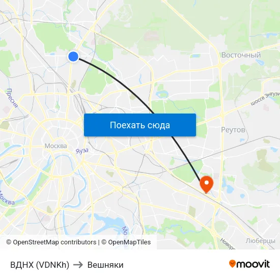 ВДНХ (VDNKh) to Вешняки map