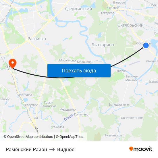 Раменский Район to Видное map