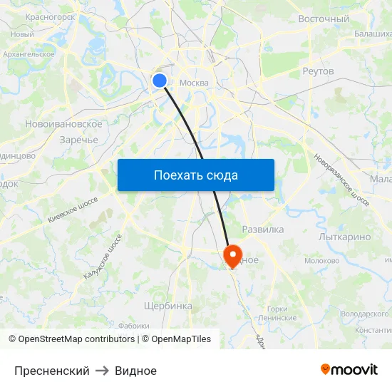 Пресненский to Видное map