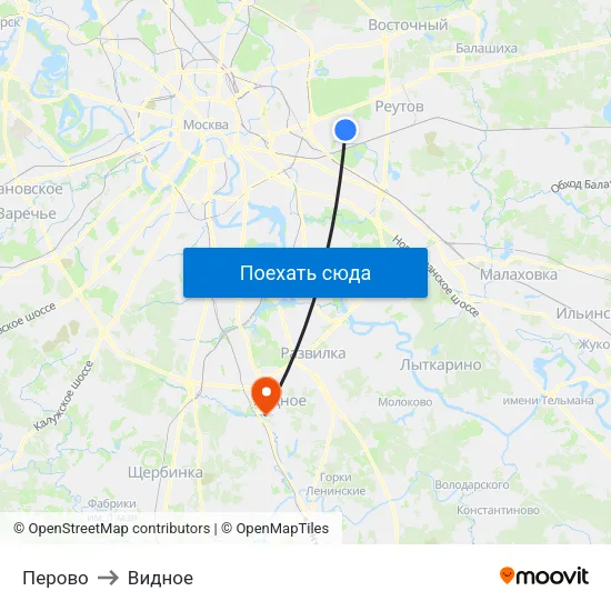Перово to Видное map