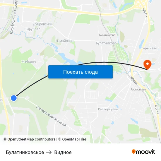 Булатниковское to Видное map