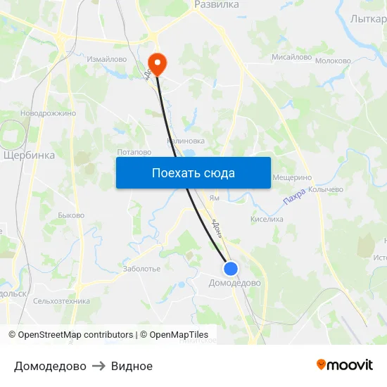 Домодедово to Видное map